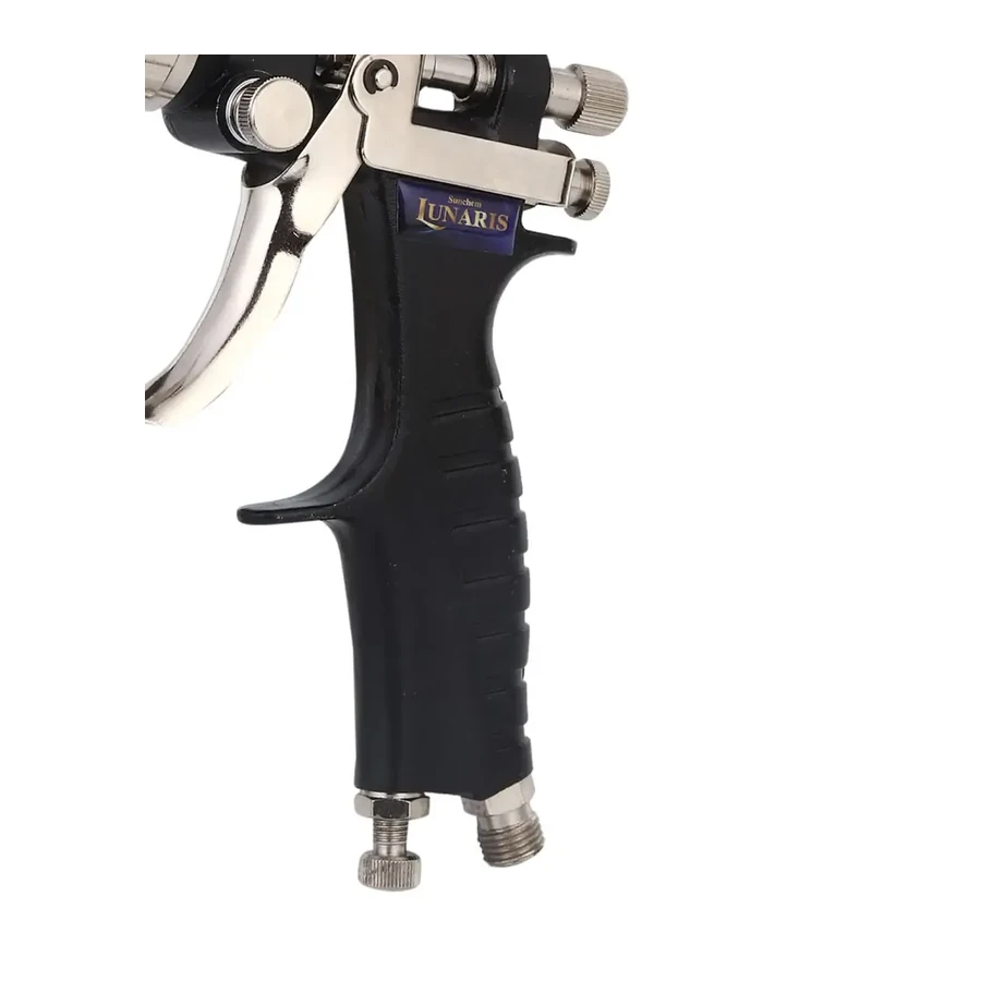 HVLP spray gun handle, trigger and air inlet detail