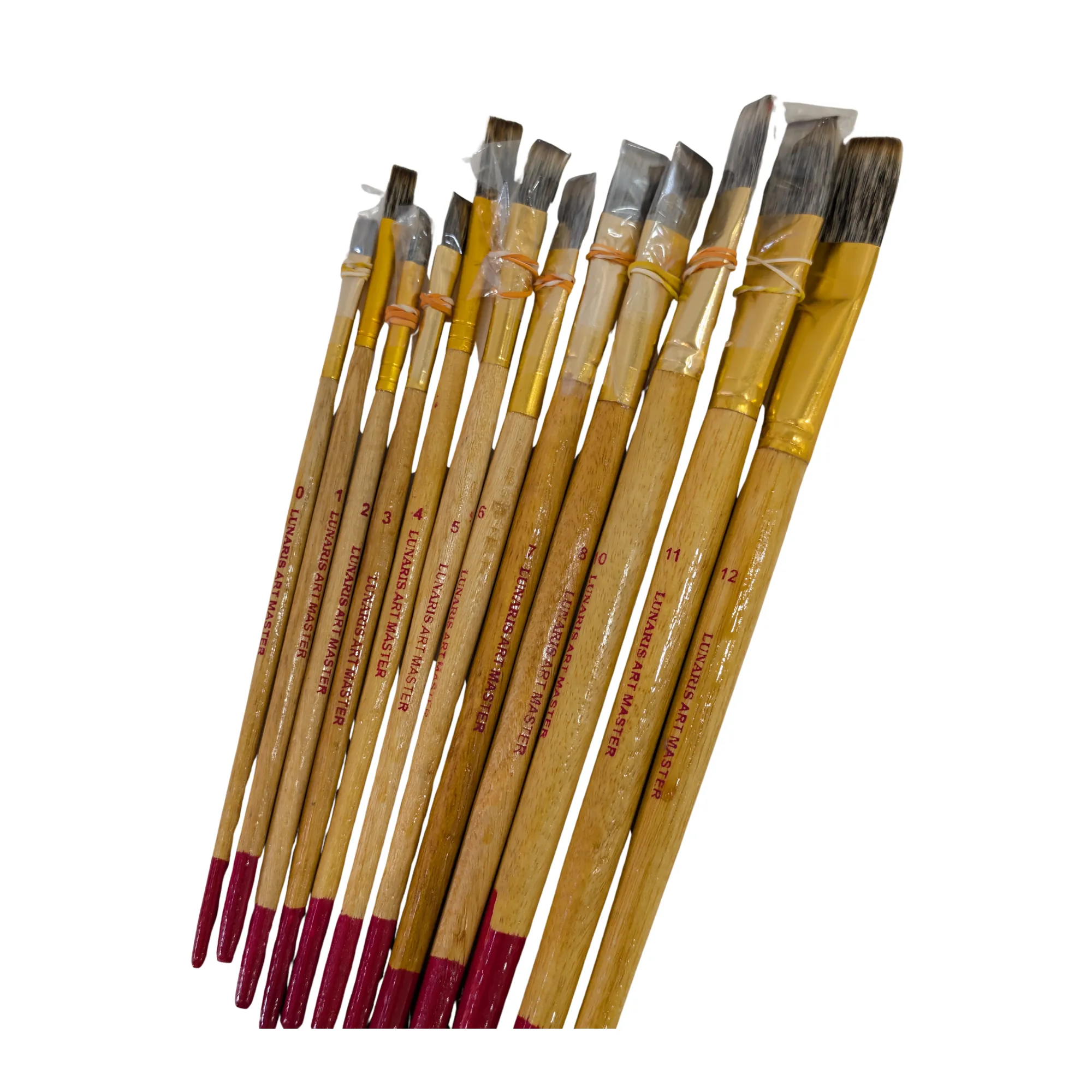 Lunaris Art Master flat art brush set showing the square chiselled tips