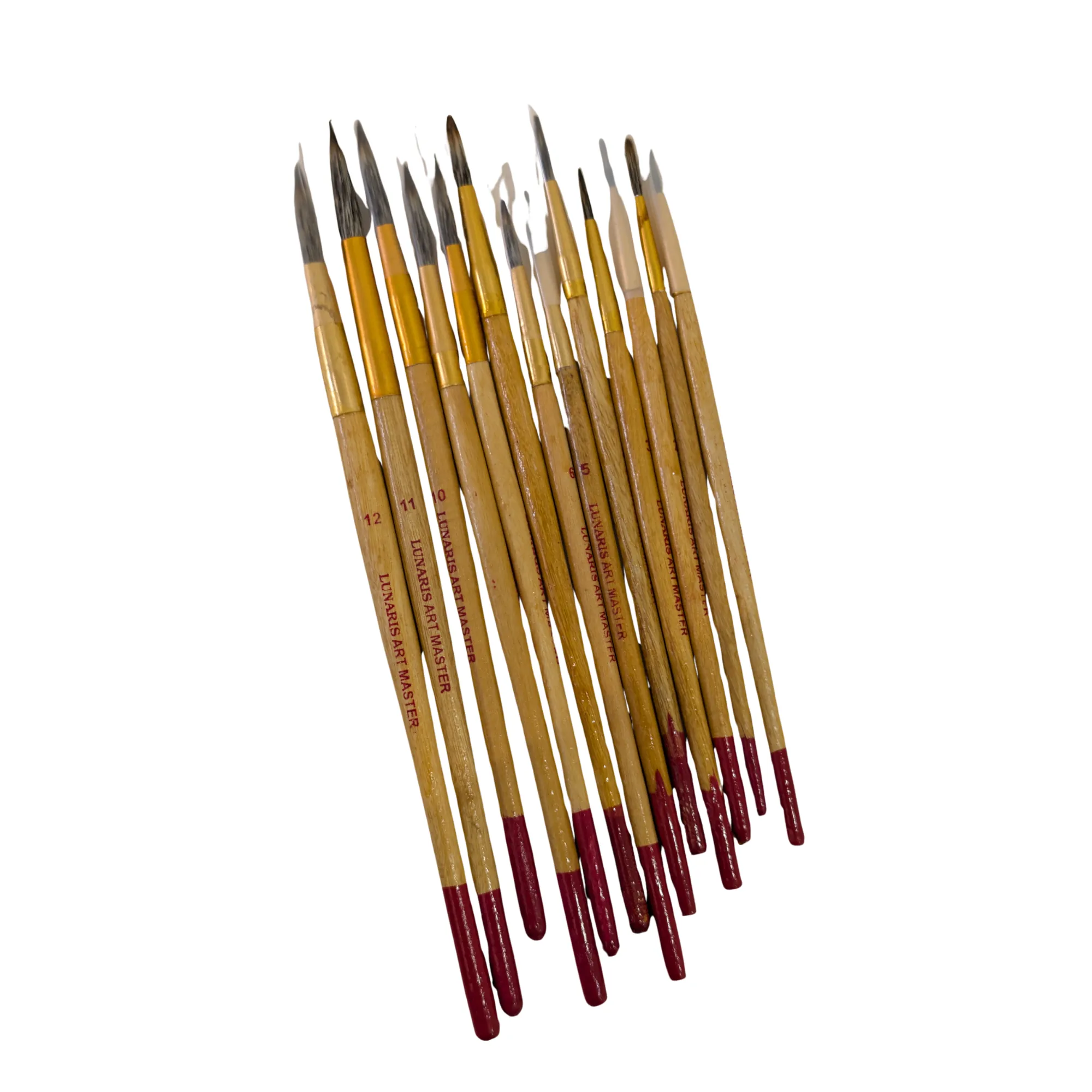 Lunaris Art Master round art brush set showing the fine pointed tips