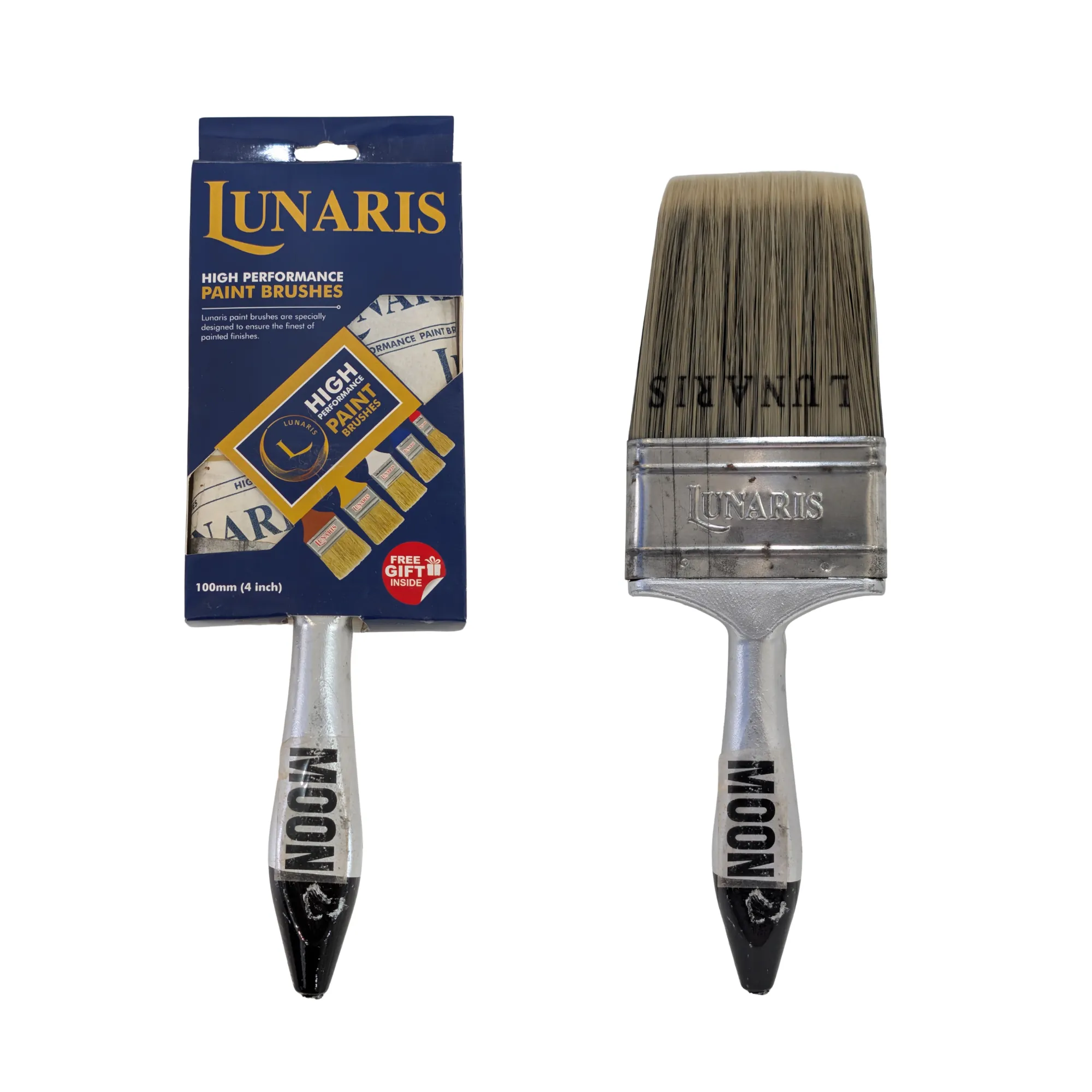 MOON paint brush 100 mm (4 inch) shown with its retail box