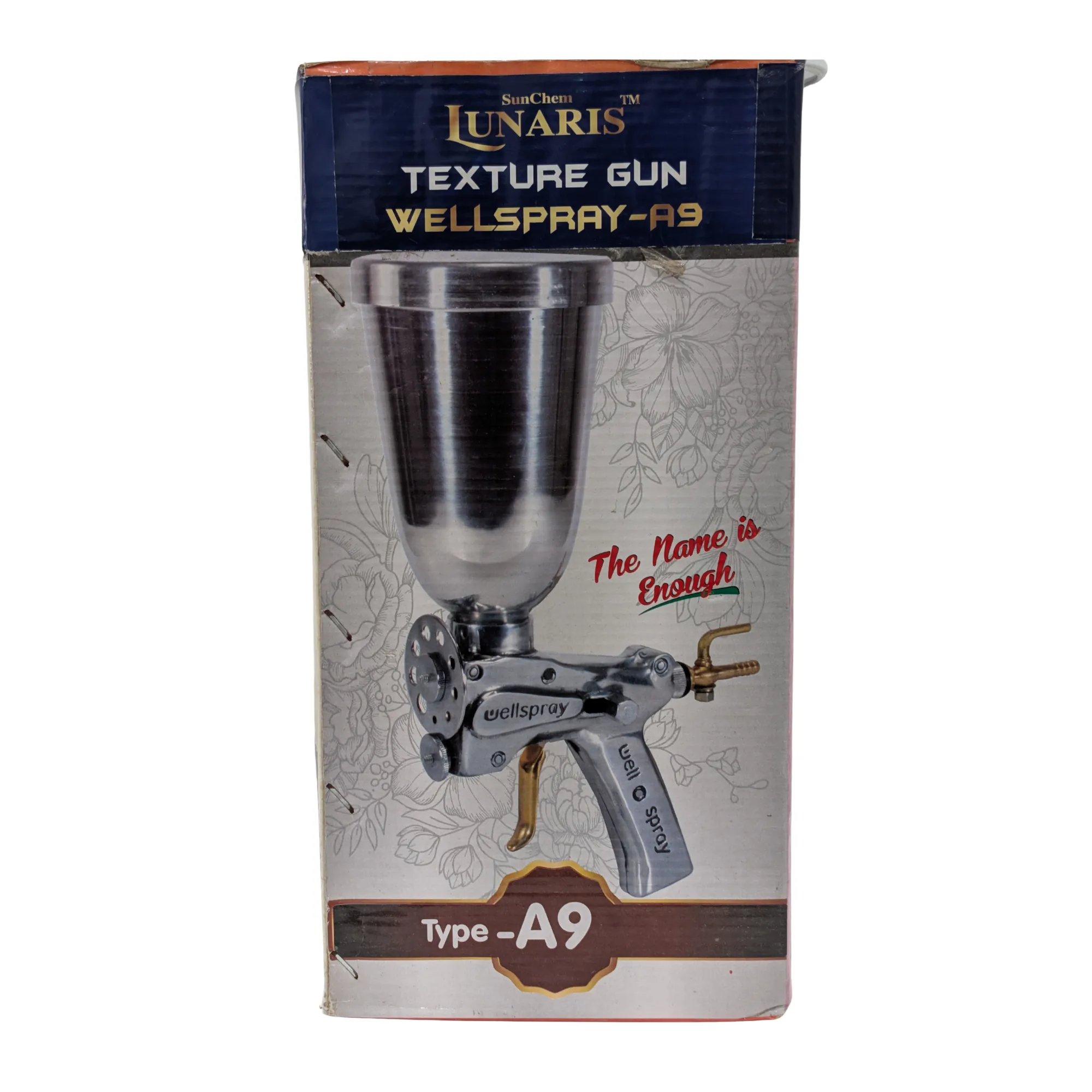 SunChem Lunaris Wellspray-A9 texture spray gun in its retail box