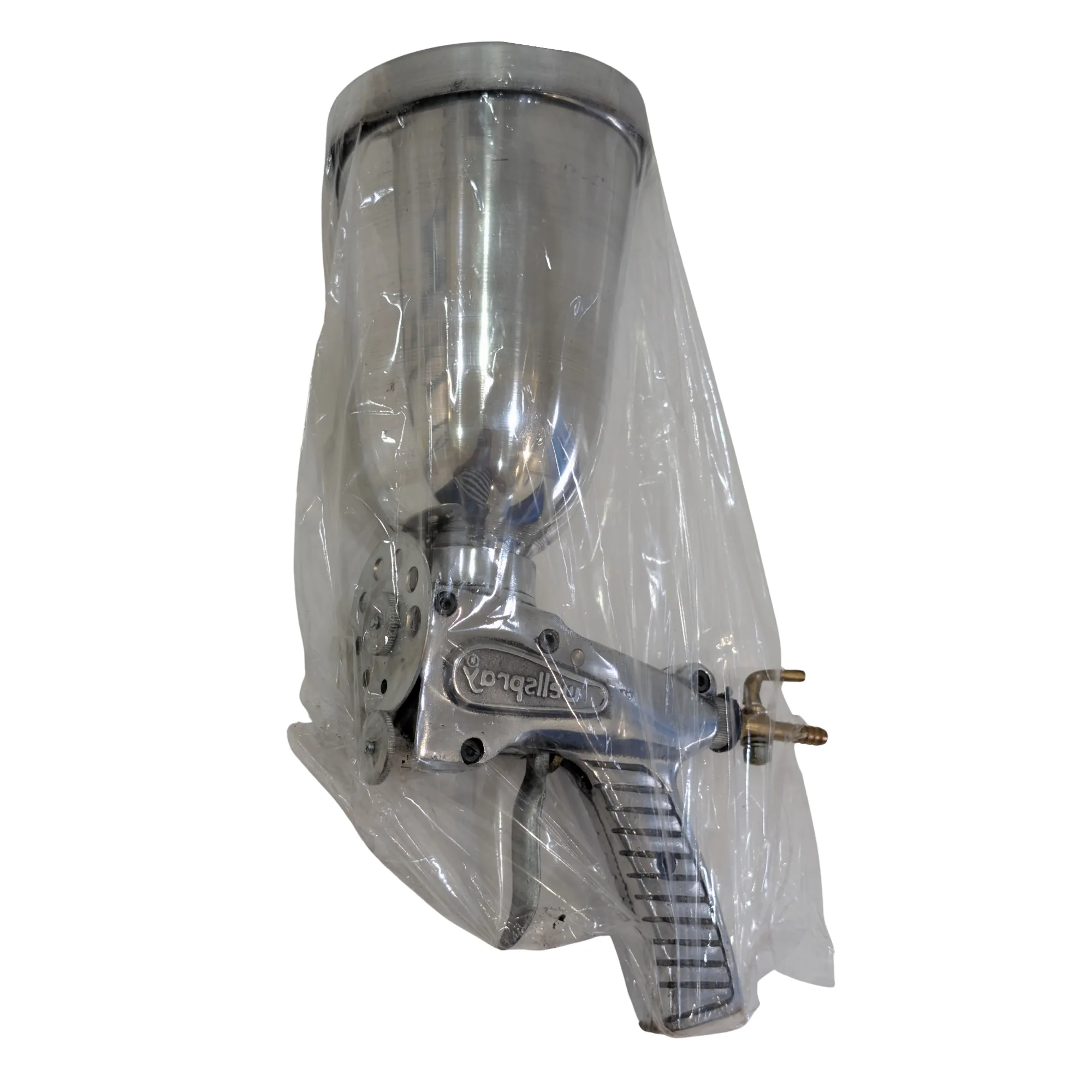 Wellspray-A9 texture gun with aluminium gravity cup and brass air inlet